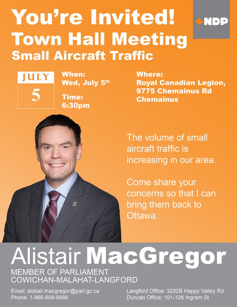 Local MP Hosts Town Hall on Small Plane Traffic