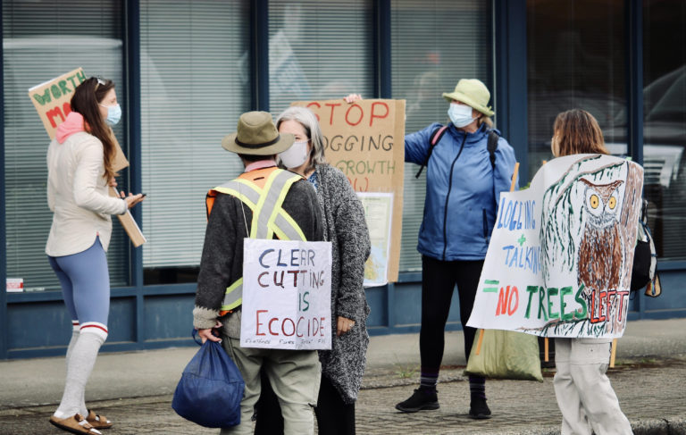 North Island anti-old-growth logging rally sees pro-forestry supporters in attendance