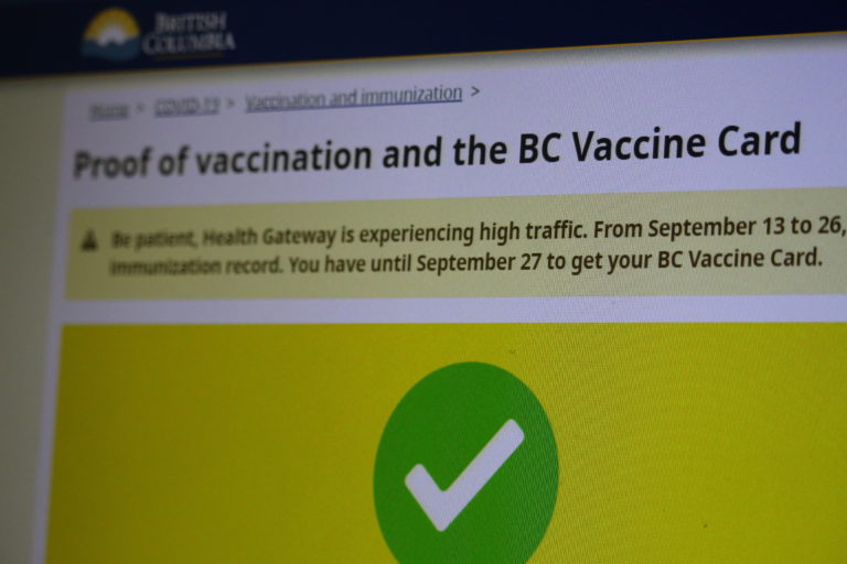 B.C.’s vaccine card website hit with high traffic, long waits