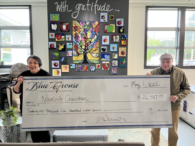 Nourish Cowichan Receives Generous Donation from Blue Grouse Estate Winery