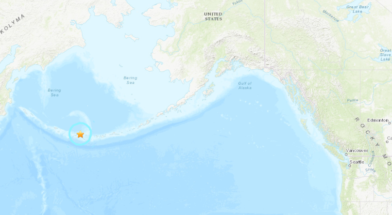 A tsunami is not expected from the Aleutian Islands earthquake this morning