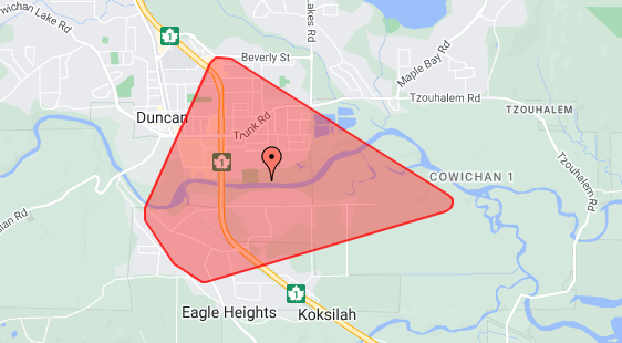 Power outage leaves Hydro customers without power in Downtown Duncan