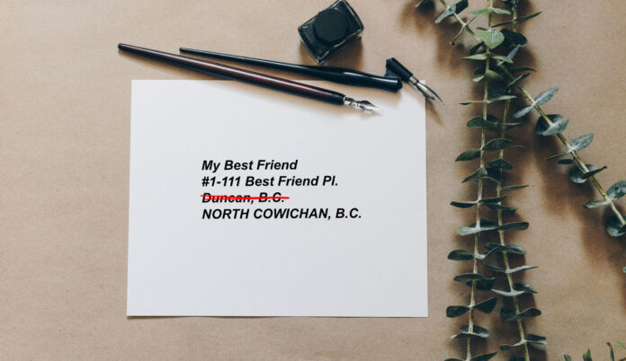 Letter with corrected address for Norh Cowichan